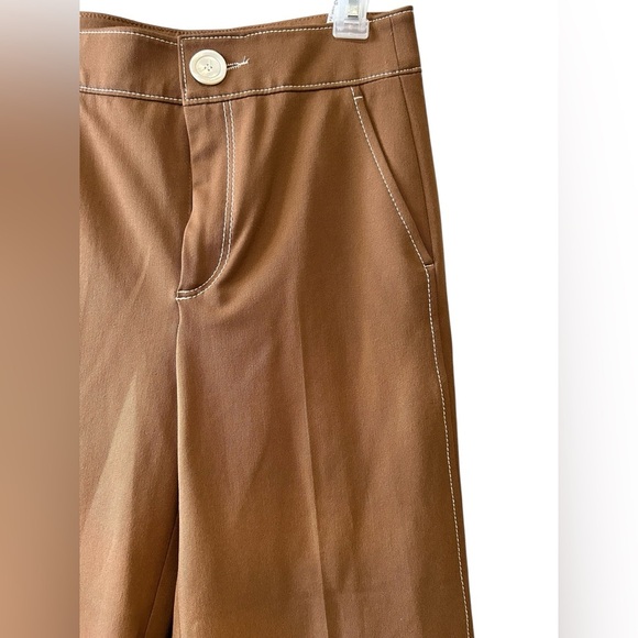 Stylish Tan Wide-Leg Pants - Picture 2 of 5